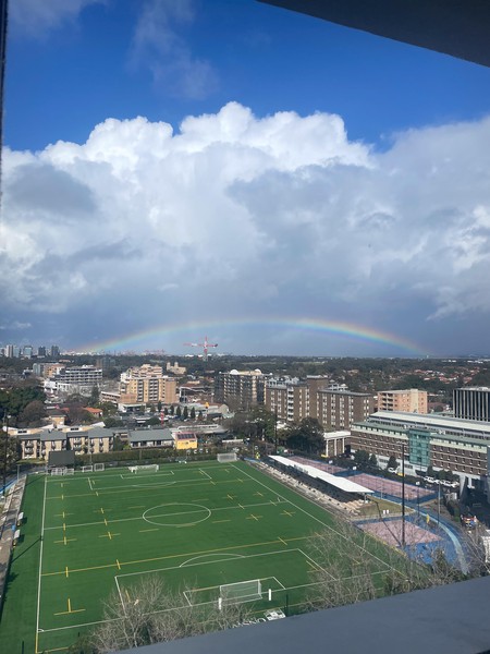 Rainbow from the lab window on the 10th floor